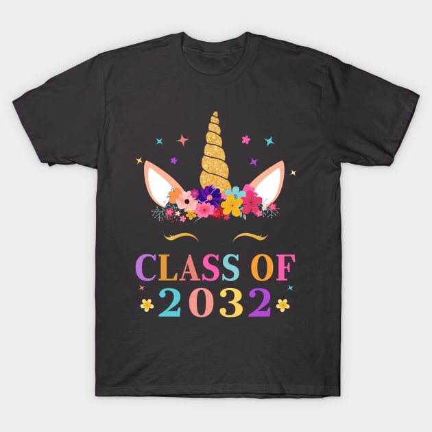 Class Of 2032 Grow With Me Unicorn T-Shirt by jodesigners